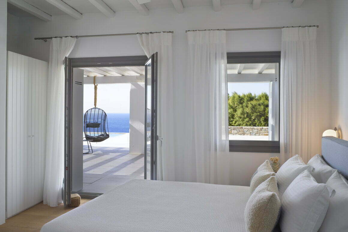 bedroom mykonos luxury villas - blue emerald - billionaire club mykonos