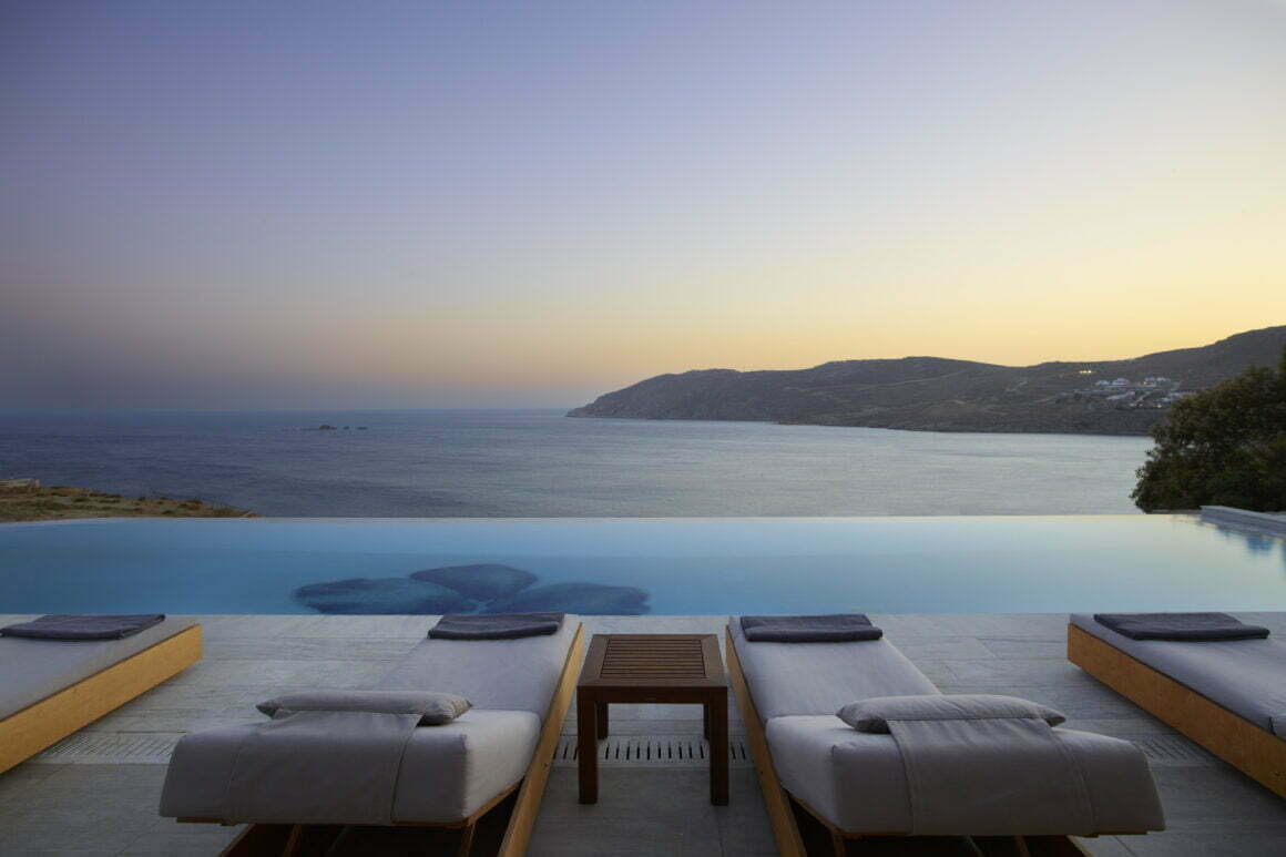 sea view luxury pool - blue emerald villa - billionaire club mykonos villas