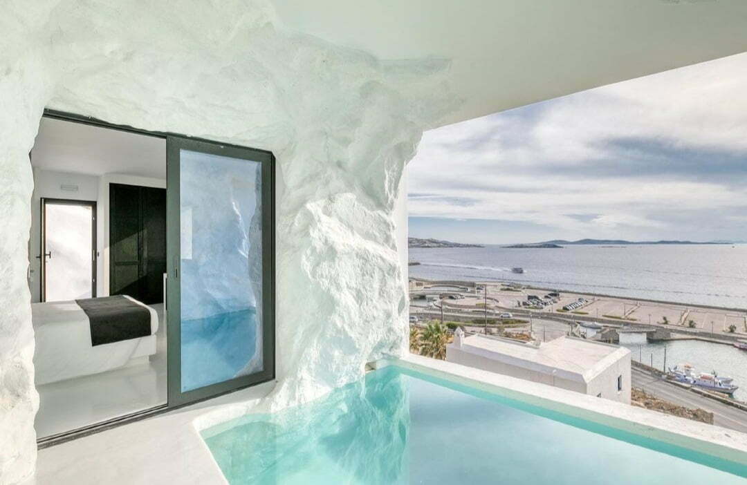 booking luxury suites mykonos - tagoo black - billionaire club Mykonos villas view