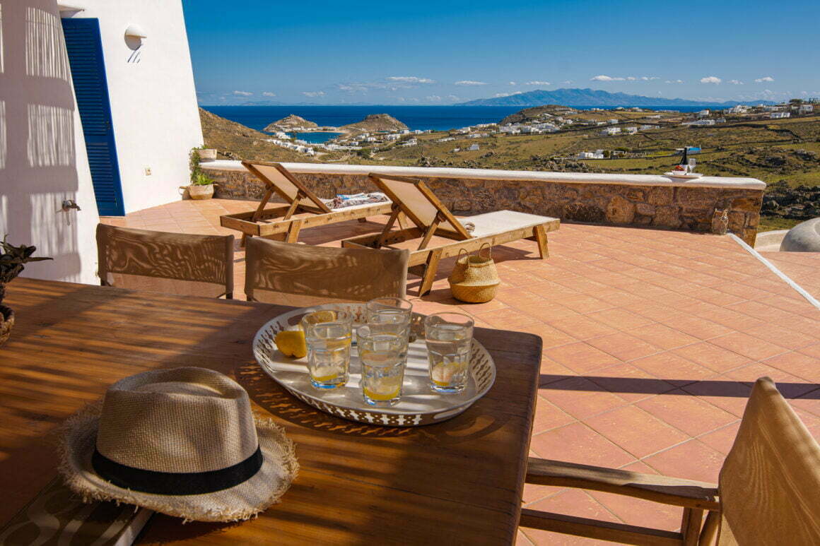 fancy villas in mykonos - jupiter villa view