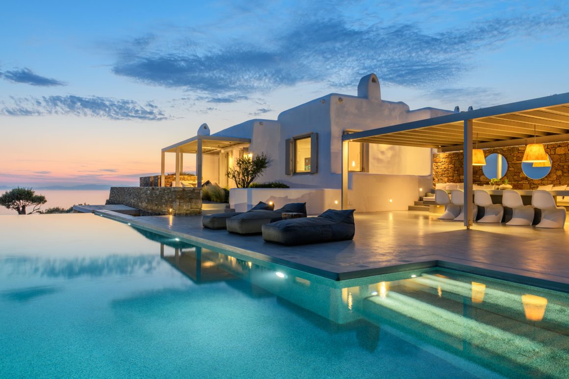 perfect villas mykonos - villa starlight pool sea
